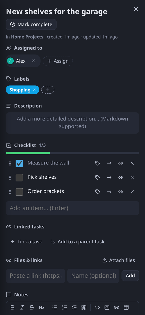 Checklist on a phone